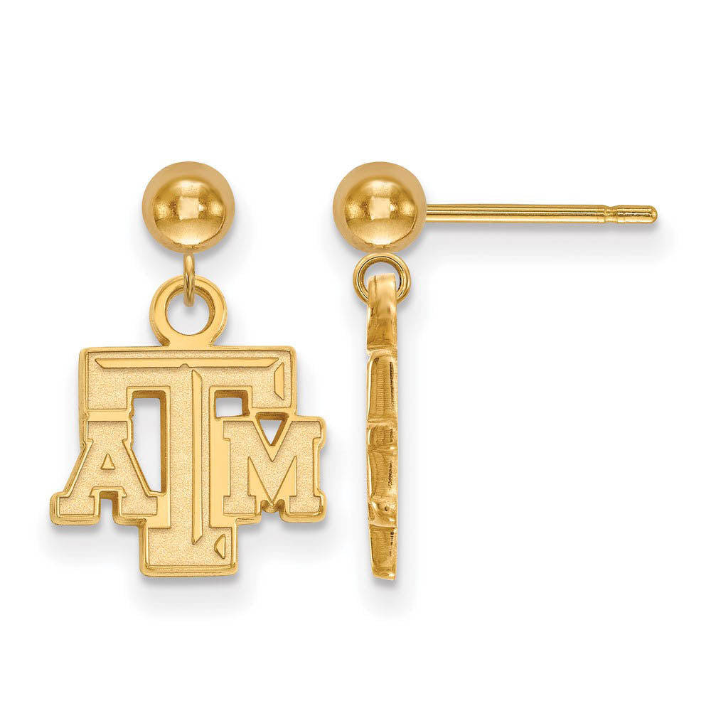 14k Yellow Gold Texas A&M University Ball Dangle Earrings, Item E13655 by The Black Bow Jewelry Co.