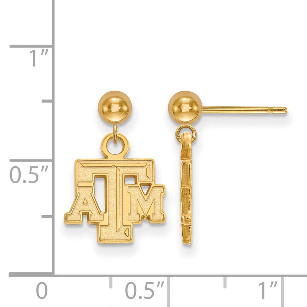 Alternate view of the 14k Gold Plated Silver Texas A&M University Ball Dangle Earrings by The Black Bow Jewelry Co.