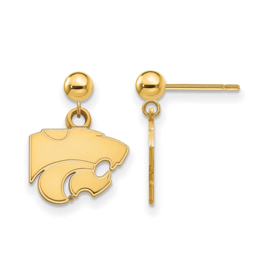 14k Gold Plated Silver Kansas State Univ. Dangle Earrings, Item E13704 by The Black Bow Jewelry Co.