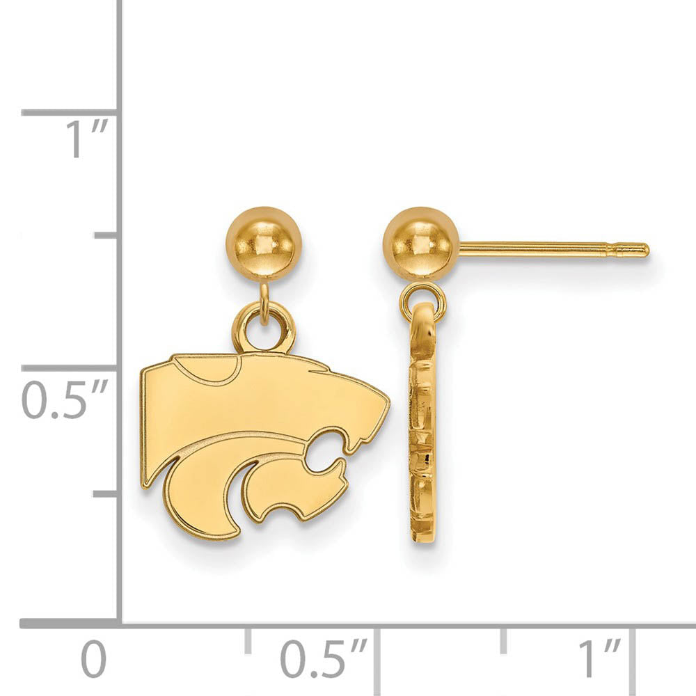 Alternate view of the 14k Gold Plated Silver Kansas State Univ. Dangle Earrings by The Black Bow Jewelry Co.