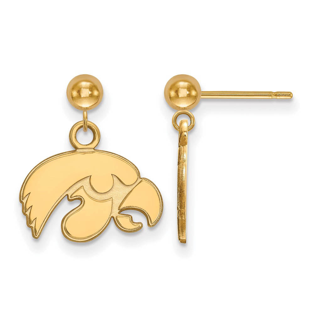 14k Gold Plated Silver University of Iowa Ball Dangle Earrings, Item E13715 by The Black Bow Jewelry Co.