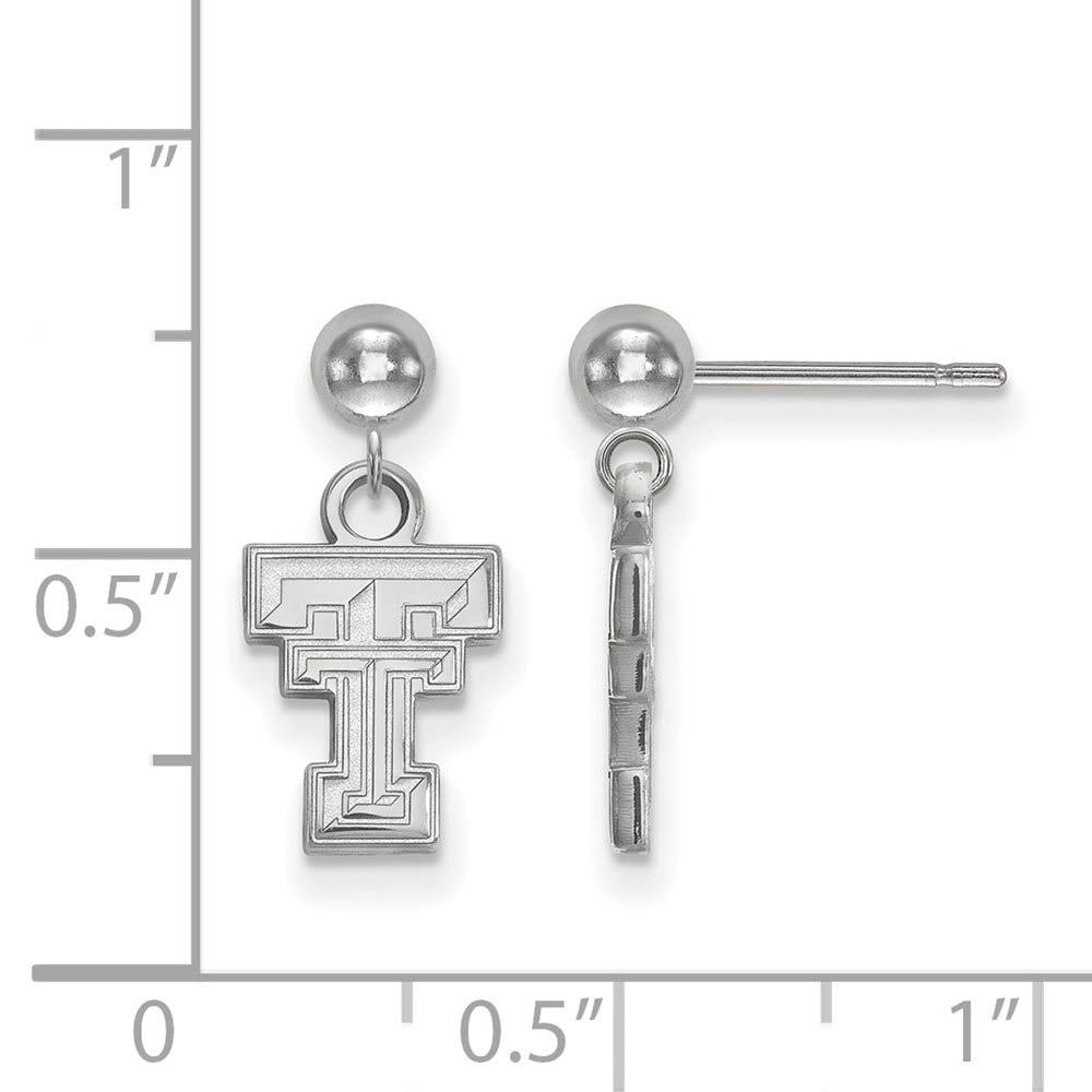 Alternate view of the Sterling Silver Texas Tech University Ball Dangle Earrings by The Black Bow Jewelry Co.