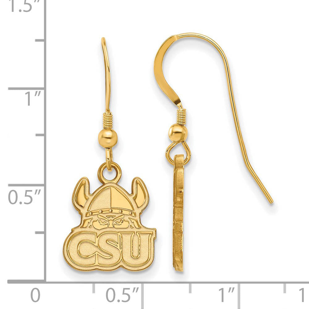 Alternate view of the 14k Gold Plated Silver Cleveland State University Dangle Earrings by The Black Bow Jewelry Co.