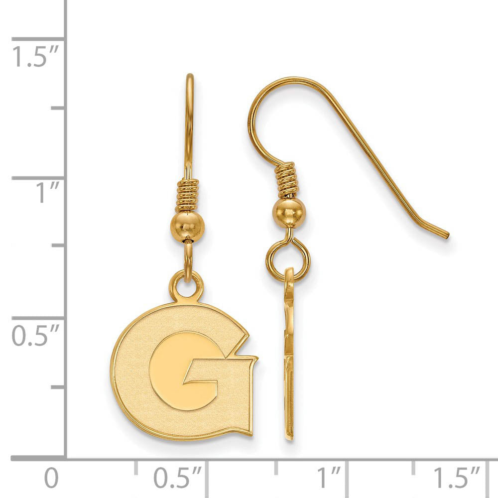 Alternate view of the 14k Gold Plated Silver Georgetown University Dangle Earrings by The Black Bow Jewelry Co.