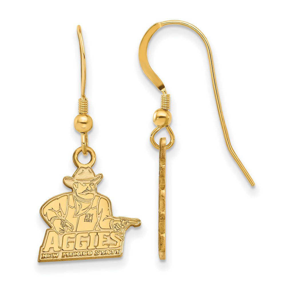 14k Gold Plated Silver New Mexico State U Small Dangle Earrings, Item E13797 by The Black Bow Jewelry Co.