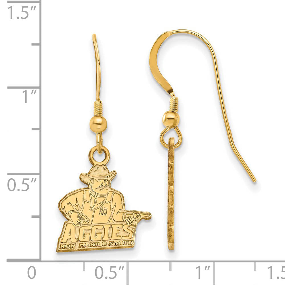 Alternate view of the 14k Gold Plated Silver New Mexico State U Small Dangle Earrings by The Black Bow Jewelry Co.