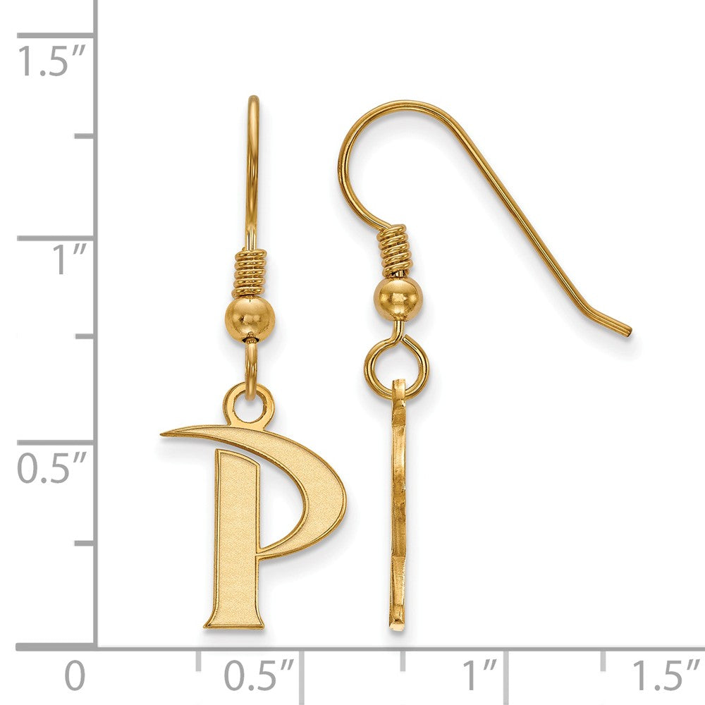 Alternate view of the 14k Gold Plated Silver Pepperdine University Dangle Earrings by The Black Bow Jewelry Co.