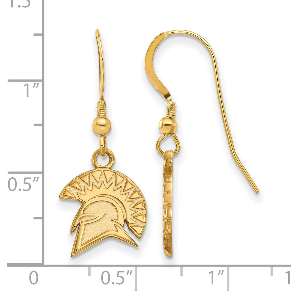 Alternate view of the 14k Gold Plated Silver San Jose State University Dangle Earring by The Black Bow Jewelry Co.