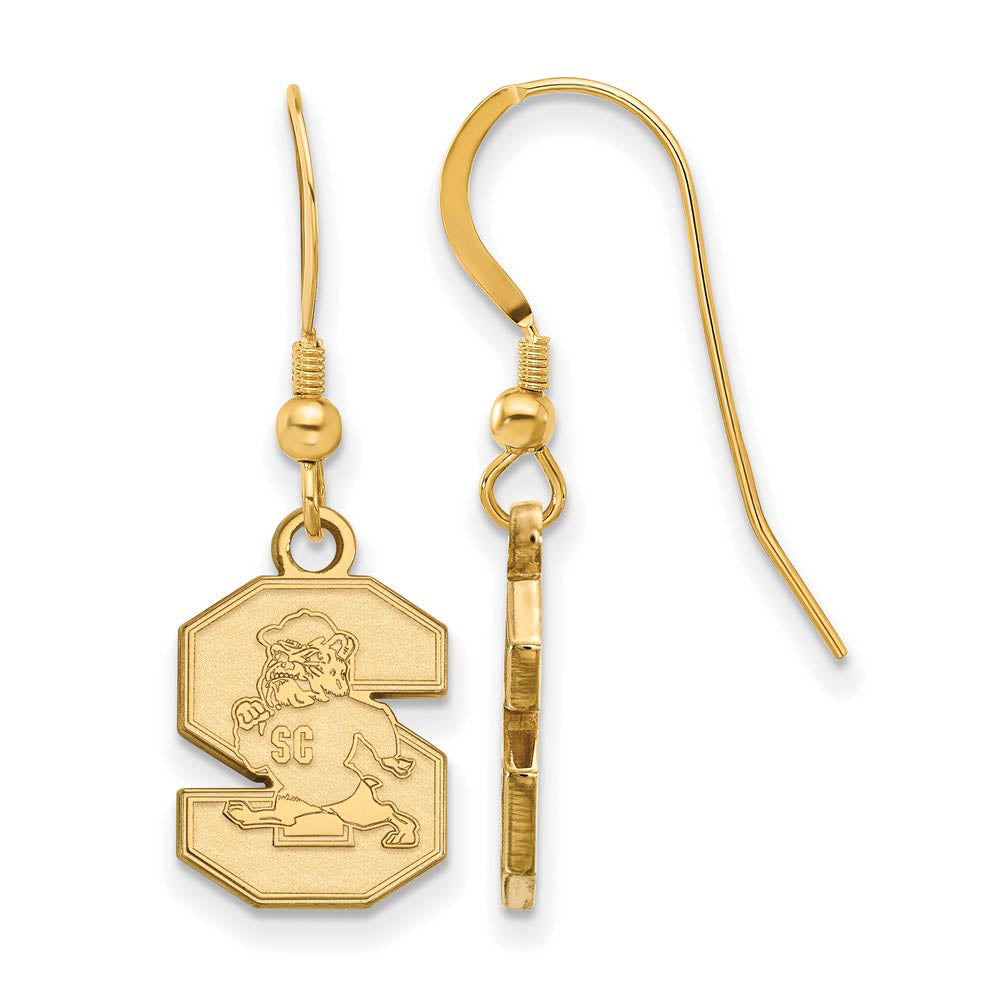 14k Gold Plated Silver South Carolina State U Dangle Earrings, Item E13806 by The Black Bow Jewelry Co.