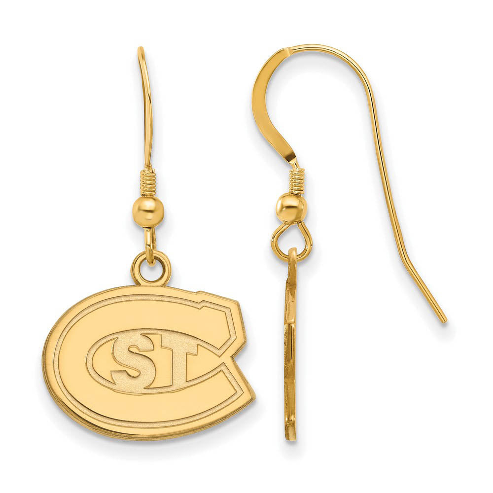 14k Gold Plated Silver St. Cloud State Small Dangle Earrings, Item E13808 by The Black Bow Jewelry Co.