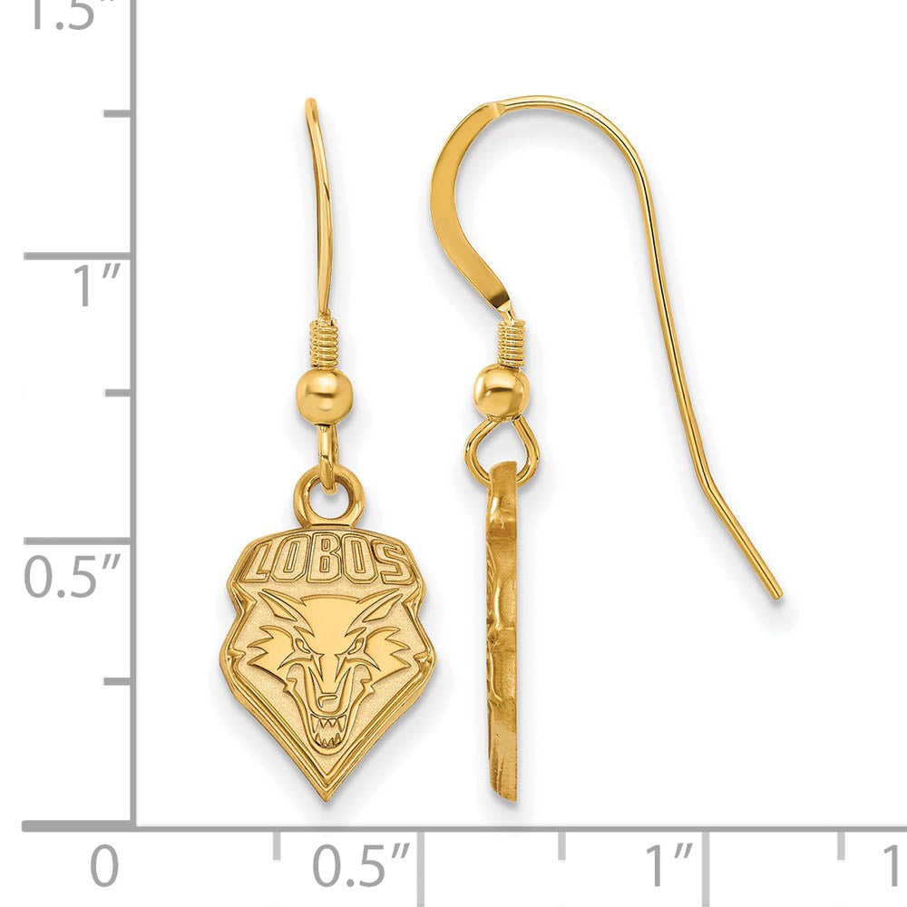Alternate view of the 14k Gold Plated Silver University of New Mexico Dangle Earrings by The Black Bow Jewelry Co.