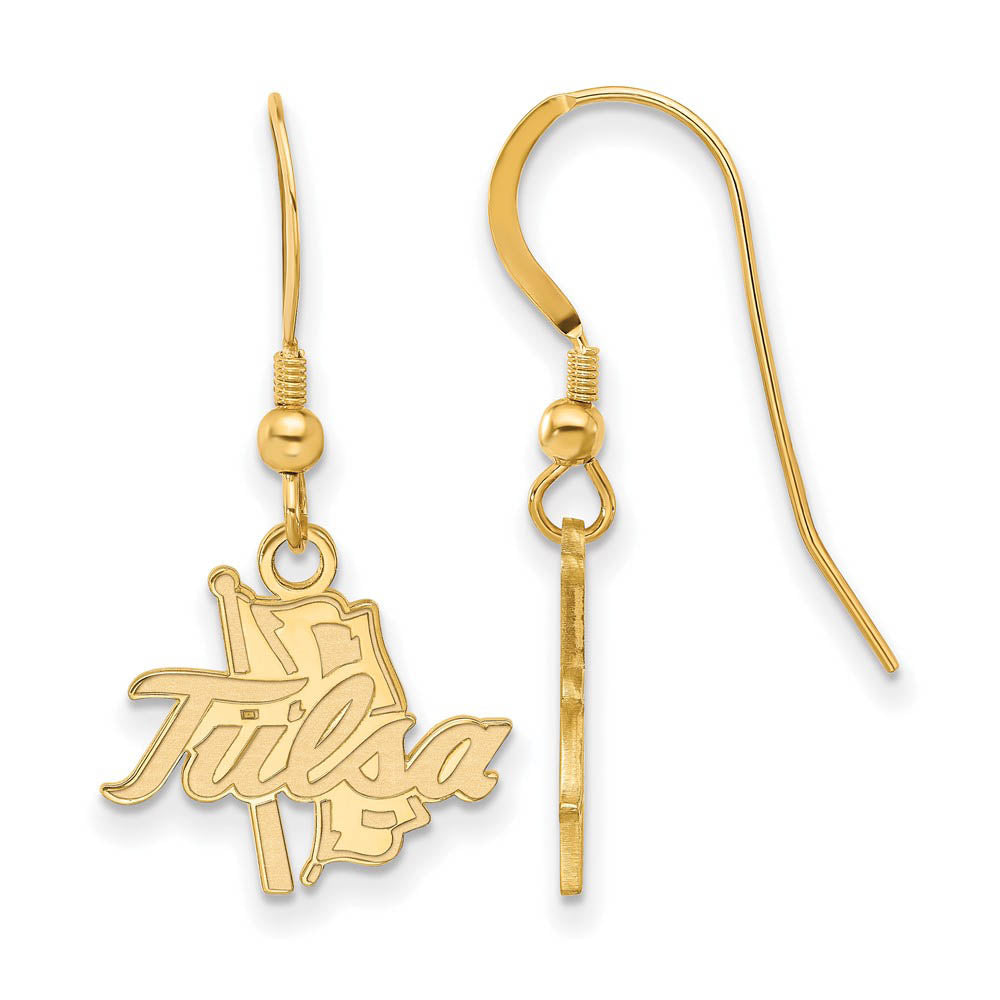 14k Gold Plated Silver The University of Tulsa Dangle Earrings, Item E13825 by The Black Bow Jewelry Co.