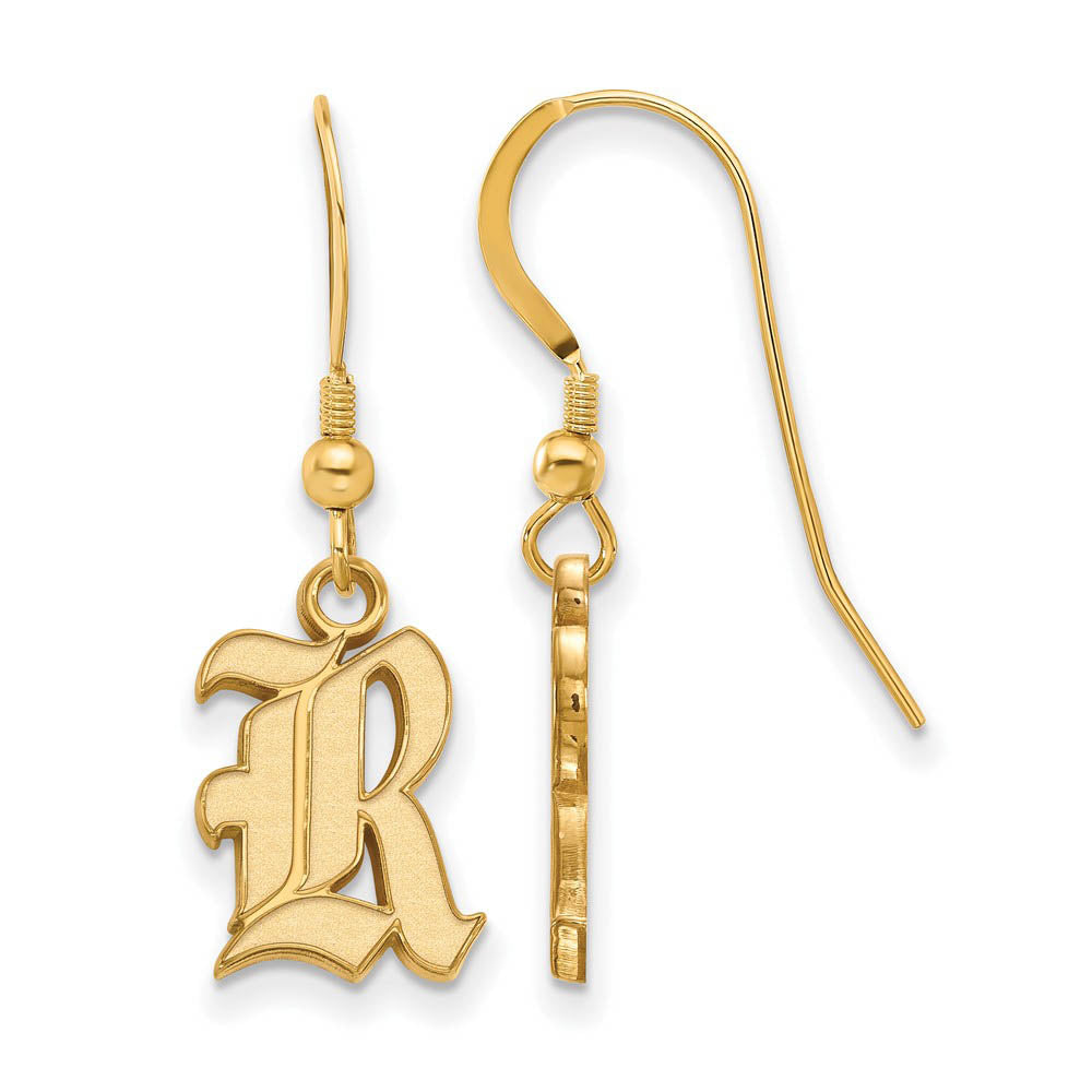 14k Gold Plated Silver Rice University Small Dangle Earrings, Item E13830 by The Black Bow Jewelry Co.