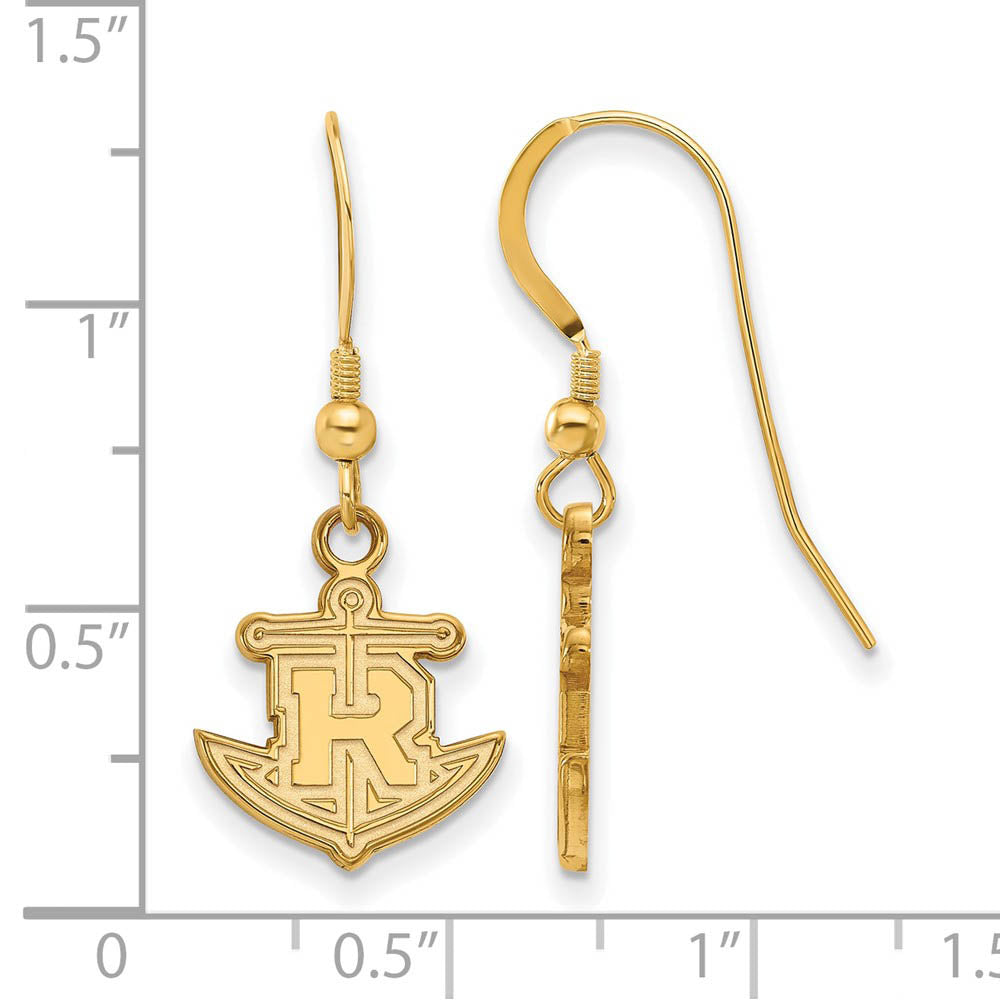 Alternate view of the 14k Gold Plated Silver Rollins College Small Dangle Earrings by The Black Bow Jewelry Co.