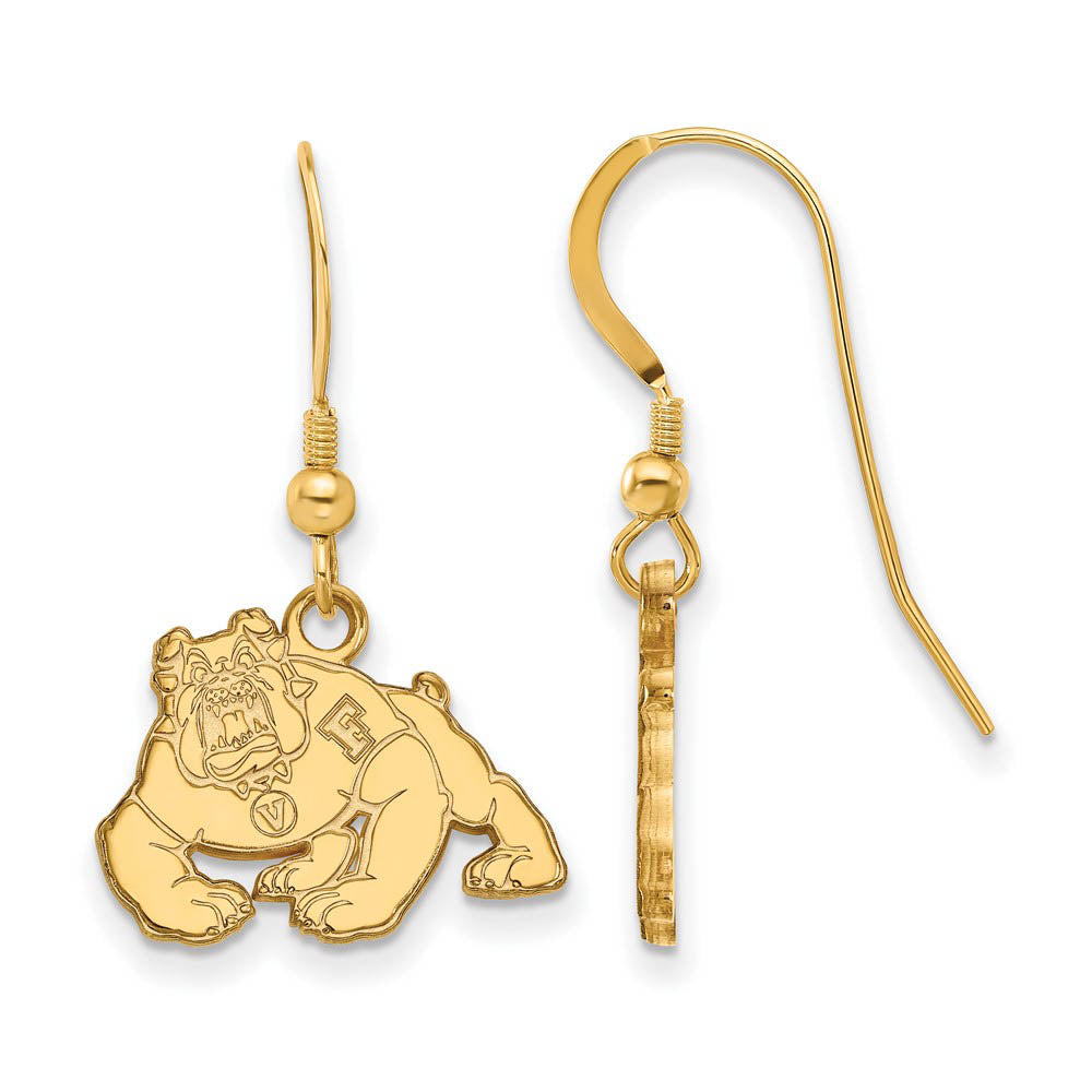 14k Gold Plated Silver California State U Fresno Dangle Earring, Item E13842 by The Black Bow Jewelry Co.