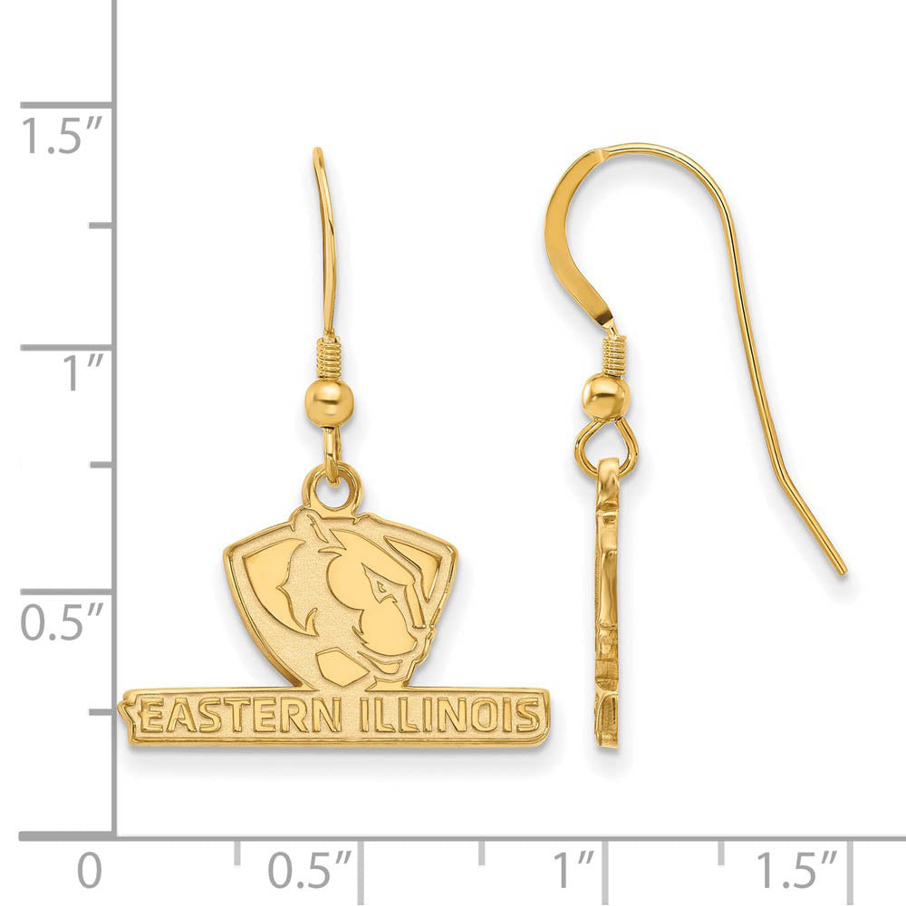 Alternate view of the 14k Gold Plated Silver Eastern Illinois University Dangle Earring by The Black Bow Jewelry Co.