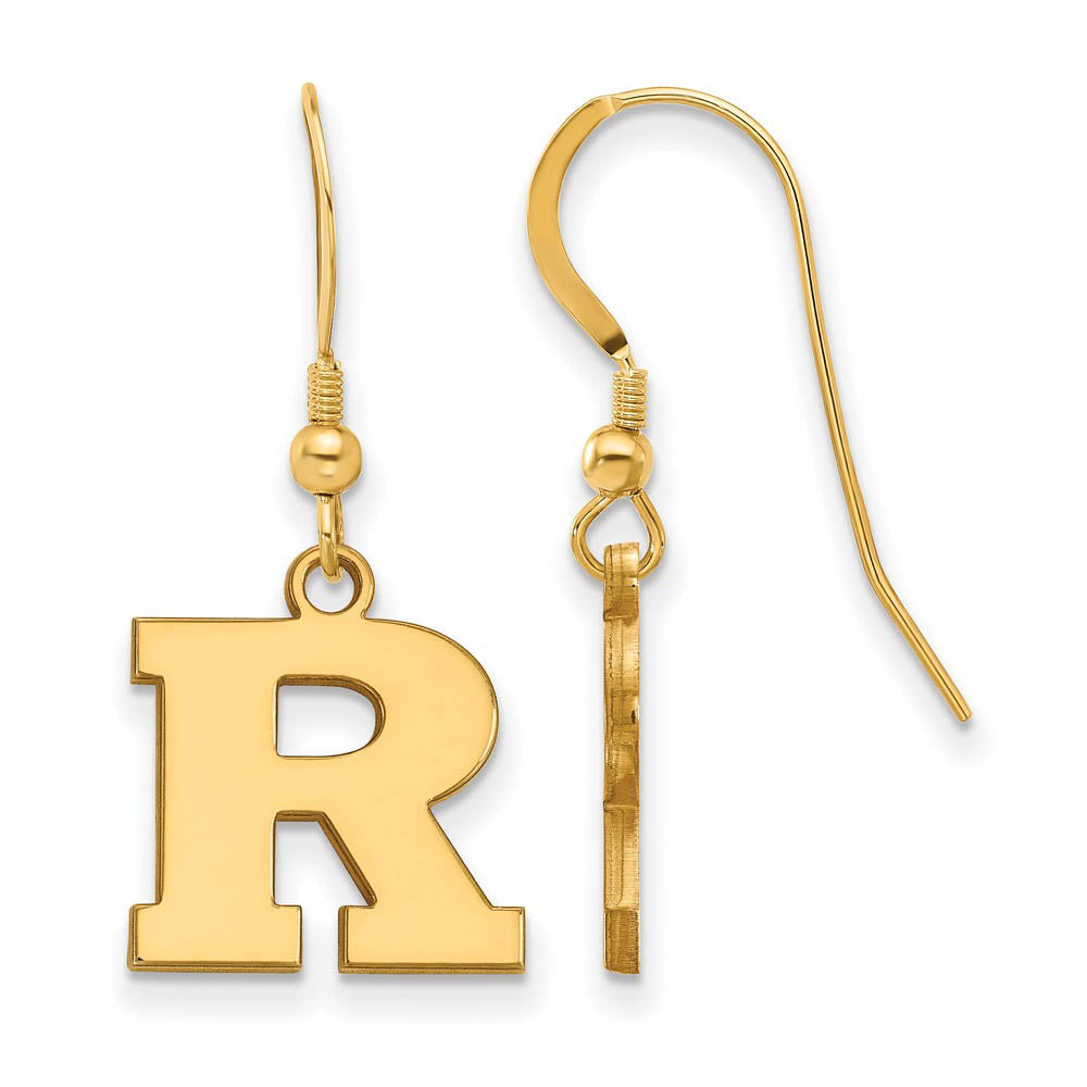 14k Gold Plated Silver Rutgers Small Dangle Earrings, Item E13848 by The Black Bow Jewelry Co.