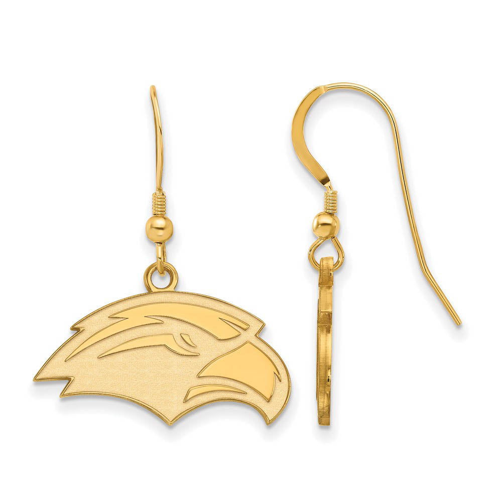 14k Gold Plated Silver University of Southern Miss Dangle Earring, Item E13851 by The Black Bow Jewelry Co.
