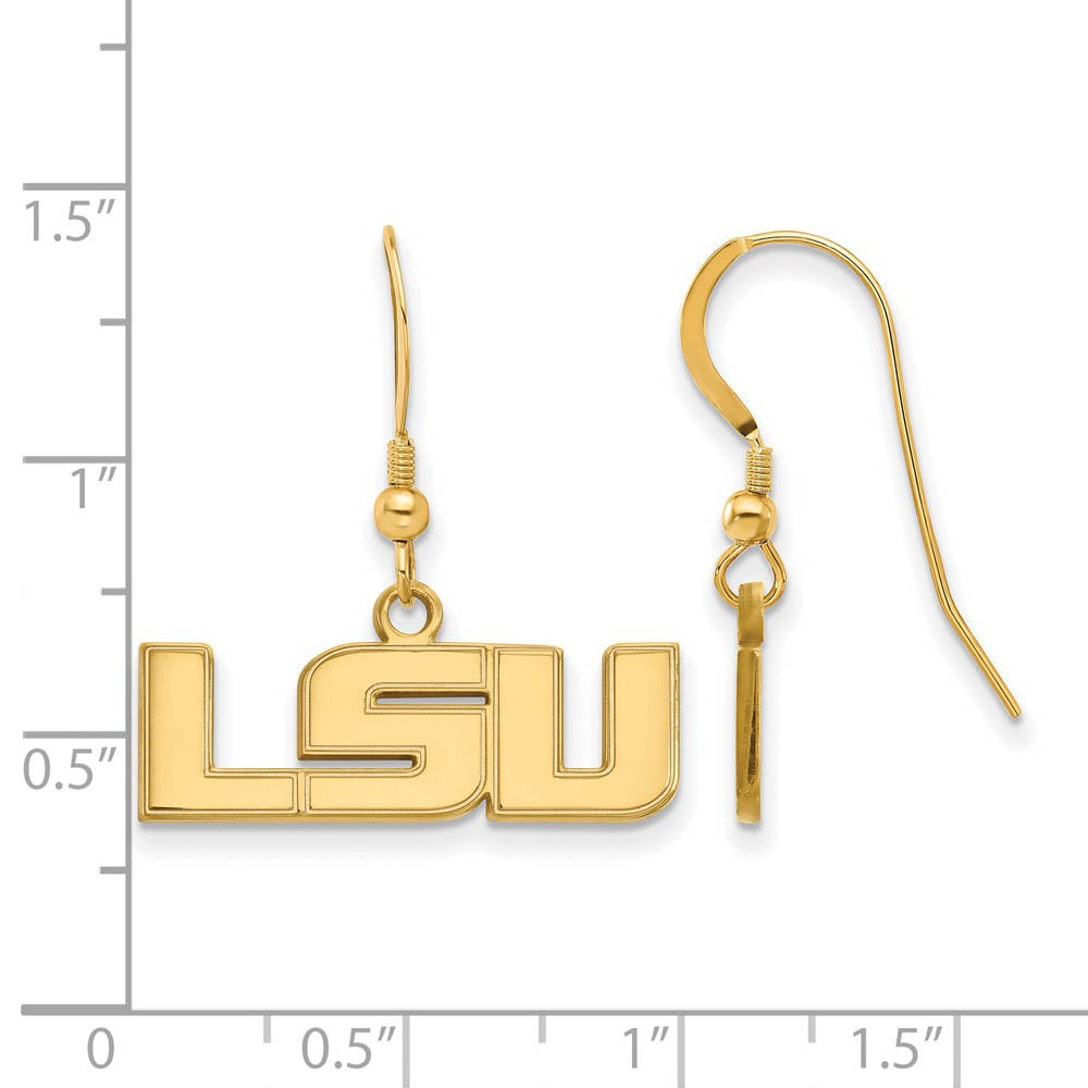 Alternate view of the 14k Gold Plated Silver Louisiana State Univ. Dangle Earring by The Black Bow Jewelry Co.