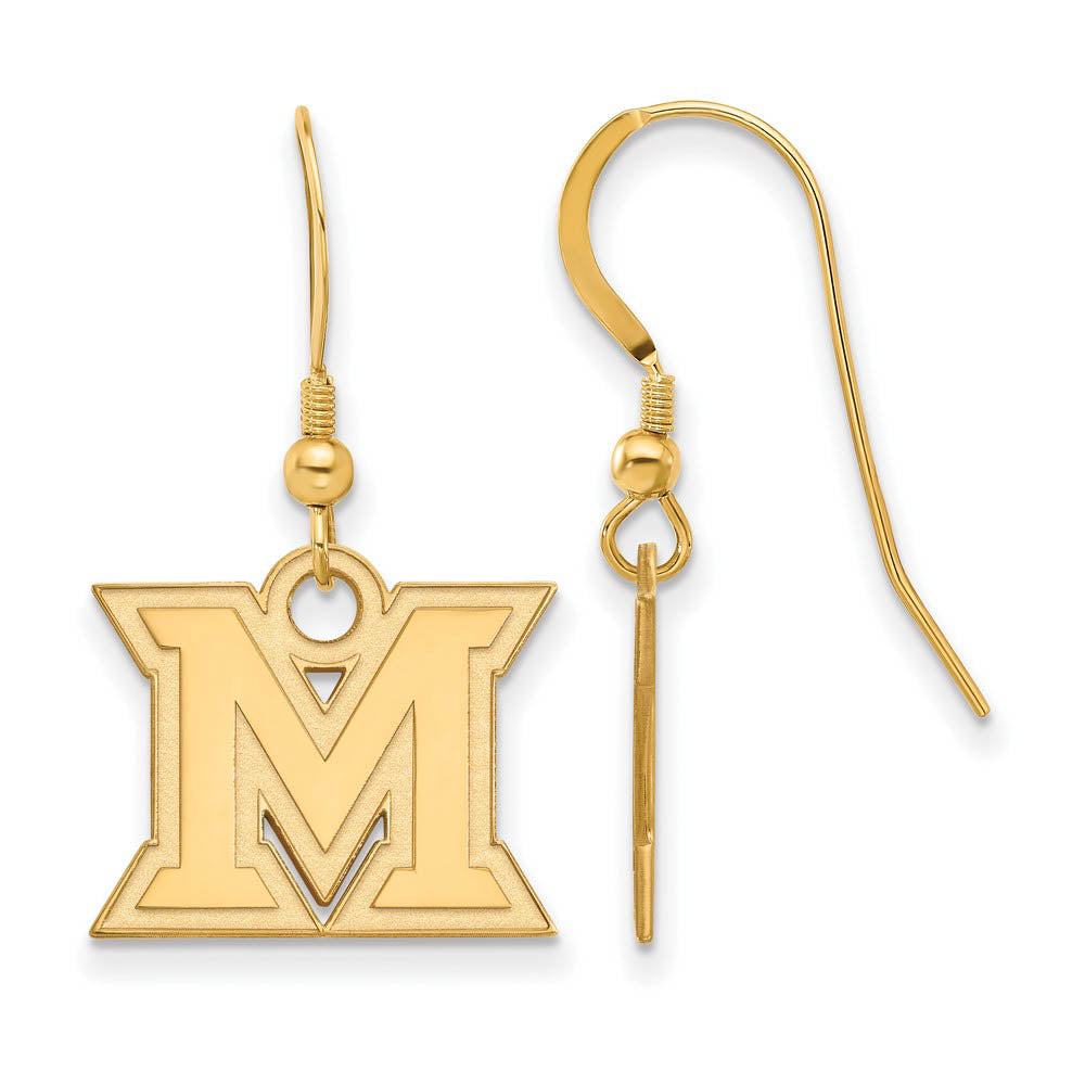 14k Gold Plated Silver Miami University Small Dangle Earrings, Item E13868 by The Black Bow Jewelry Co.
