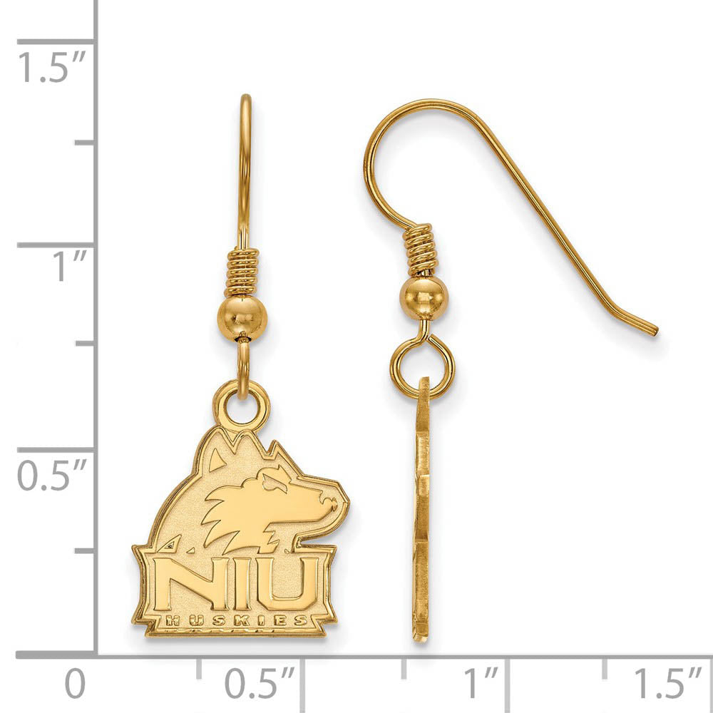 Alternate view of the 14k Gold Plated Silver Northern Illinois Univ. Dangle Earring by The Black Bow Jewelry Co.