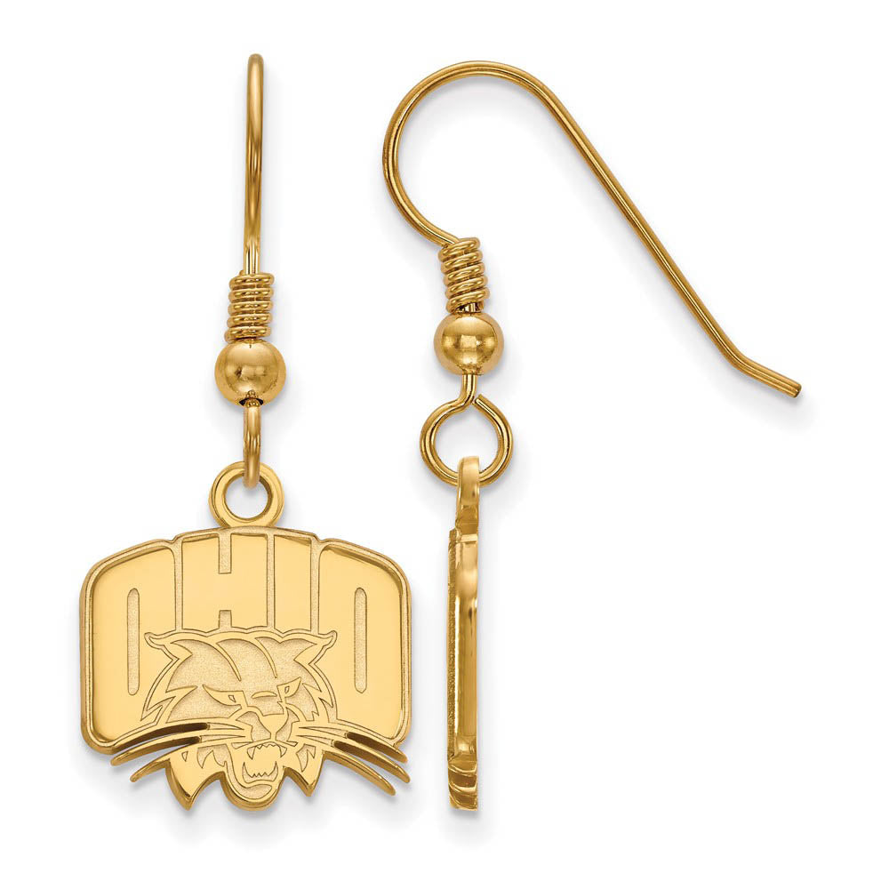 14k Gold Plated Silver Ohio University Small Dangle Earrings, Item E13873 by The Black Bow Jewelry Co.