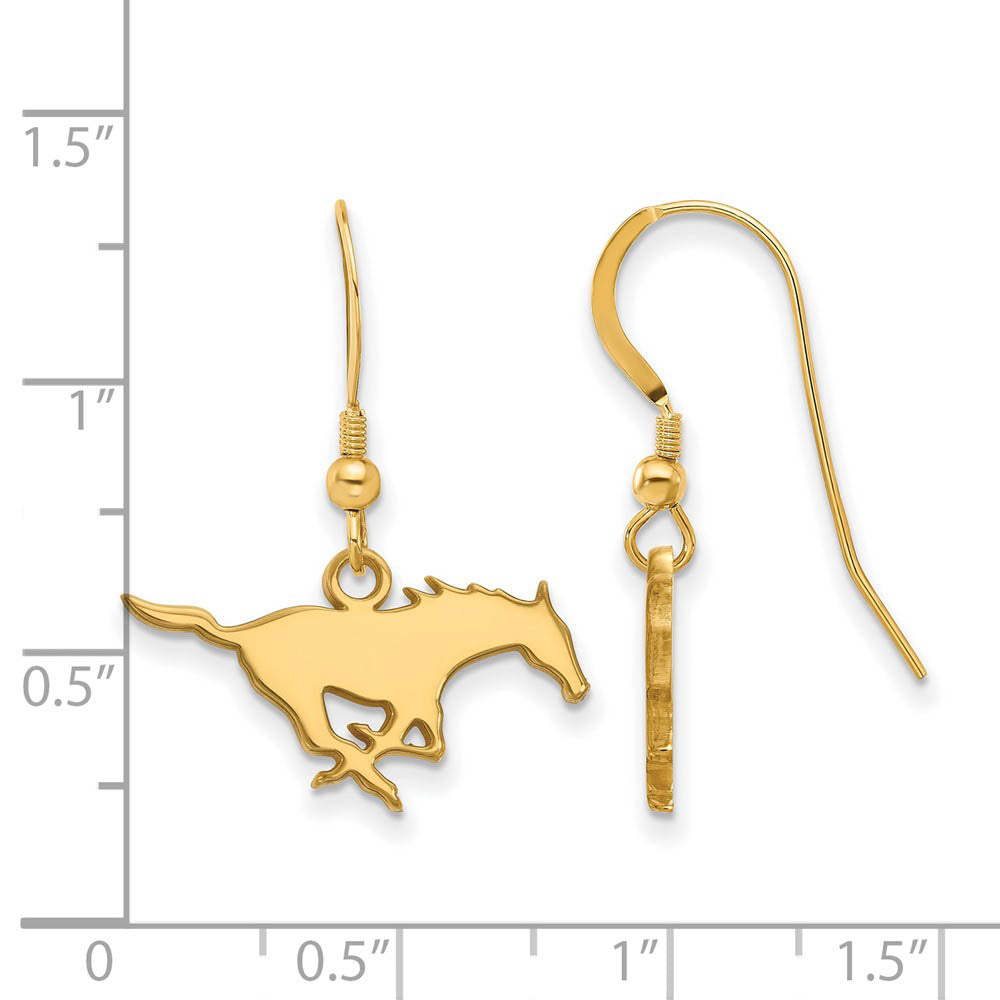 Alternate view of the 14k Gold Plated Silver Southern Methodist U Small Dangle Earrings by The Black Bow Jewelry Co.