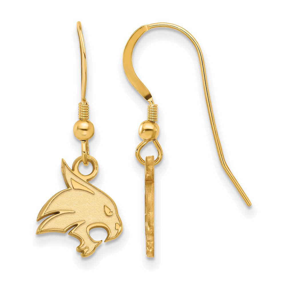 14k Gold Plated Silver Texas State University Dangle Earrings, Item E13880 by The Black Bow Jewelry Co.