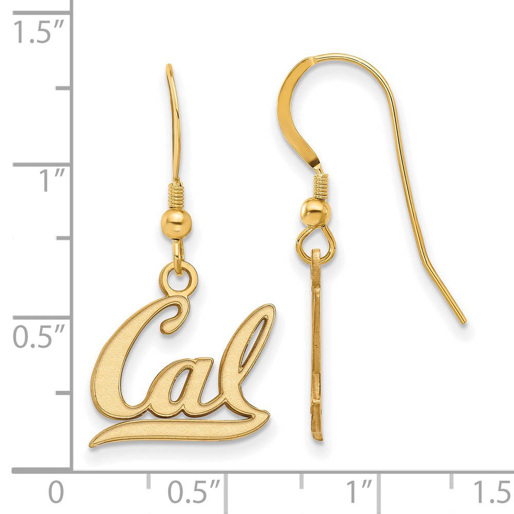 Alternate view of the 14k Gold Plated Silver U of California Berkeley SM Wire Earrings by The Black Bow Jewelry Co.