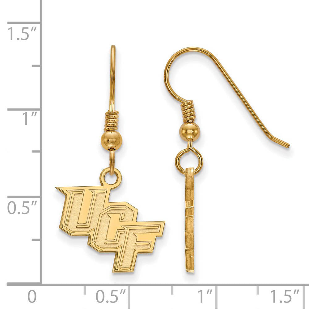 Alternate view of the 14k Gold Plated Silver U of Central Florida Dangle Earrings by The Black Bow Jewelry Co.