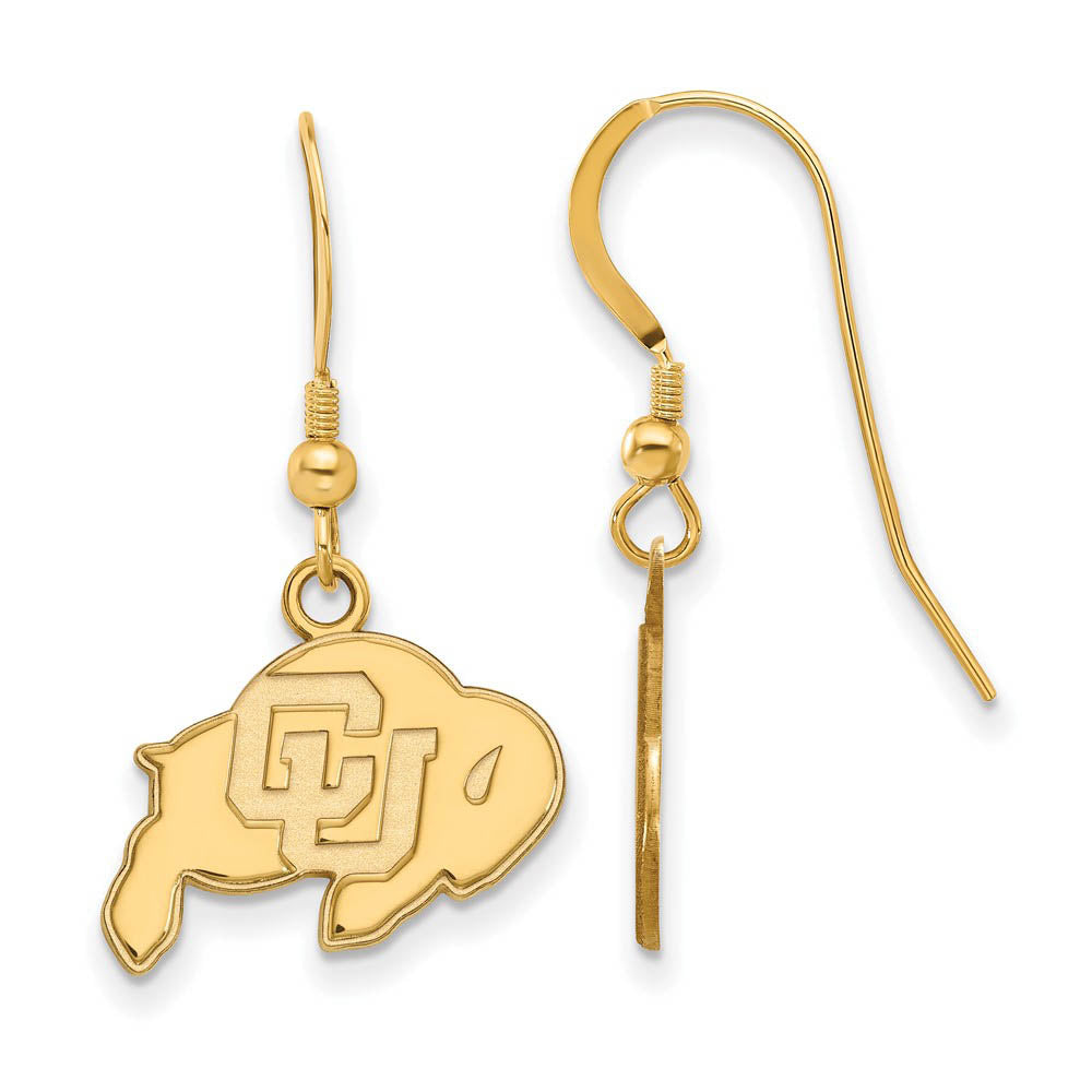 14k Gold Plated Silver Univ. of Colorado Dangle Earrings, Item E13885 by The Black Bow Jewelry Co.