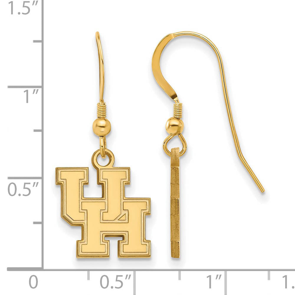 Alternate view of the 14k Gold Plated Silver University of Houston Dangle Earrings by The Black Bow Jewelry Co.