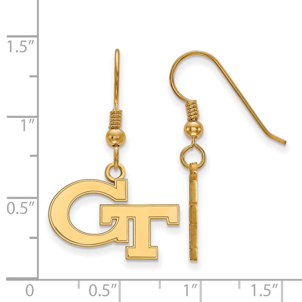 Alternate view of the 14k Gold Plated Silver Georgia Technology SM Dangle Earring by The Black Bow Jewelry Co.