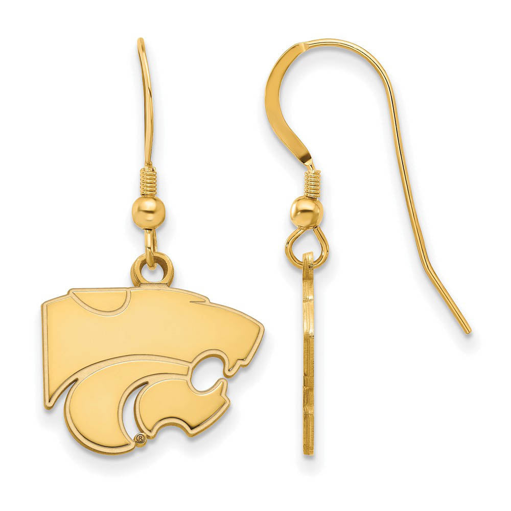 14k Gold Plated Silver Kansas State U Dangle Earrings, Item E13908 by The Black Bow Jewelry Co.