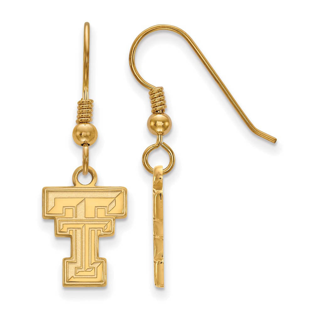 14k Gold Plated Silver Texas Tech University SM Dangle Earrings, Item E13916 by The Black Bow Jewelry Co.