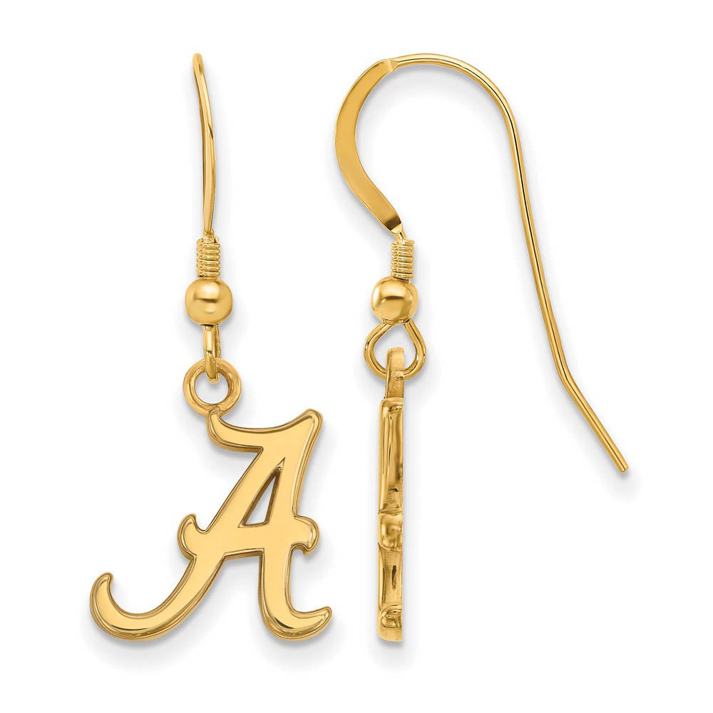 14k Gold Plated Silver University of Alabama SM Dangle Earrings, Item E13917 by The Black Bow Jewelry Co.