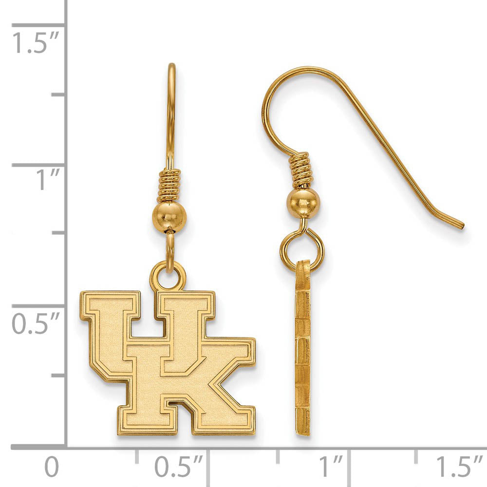 Alternate view of the 14k Gold Plated Silver University of Kentucky SM Dangle Earrings by The Black Bow Jewelry Co.
