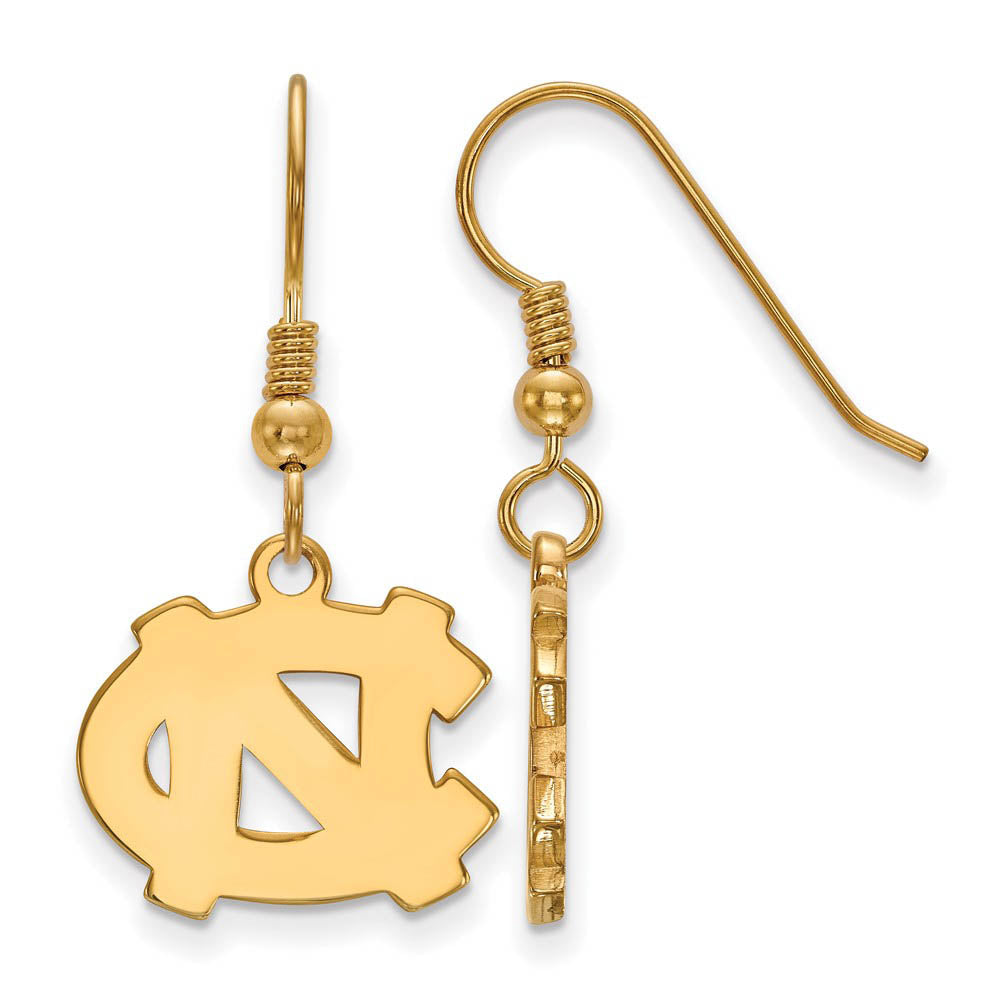 14k Gold Plated Silver U of North Carolina SM Dangle Earrings, Item E13929 by The Black Bow Jewelry Co.