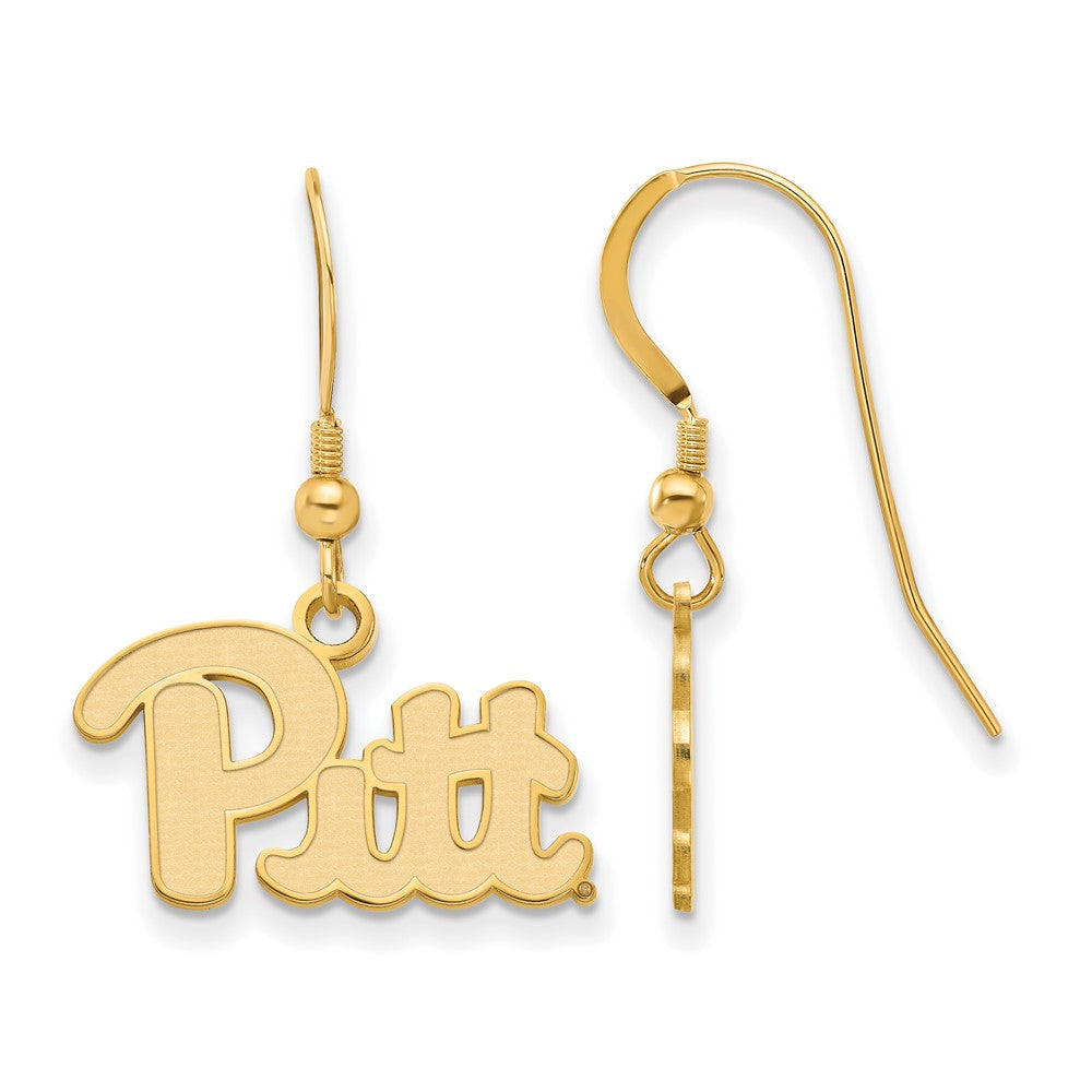 14k Gold Plated Silver University of Pittsburgh Dangle Earrings, Item E13931 by The Black Bow Jewelry Co.
