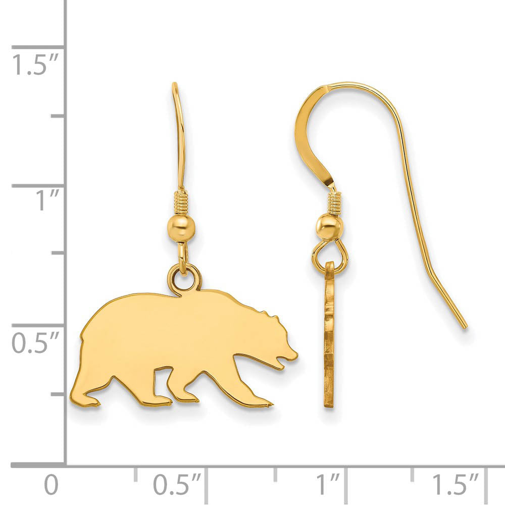 Alternate view of the 14k Gold Plated Silver U of California Berkeley Dangle Earrings by The Black Bow Jewelry Co.