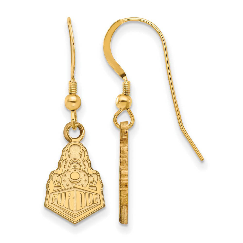 14k Gold Plated Silver Purdue Small Dangle Earrings, Item E13951 by The Black Bow Jewelry Co.
