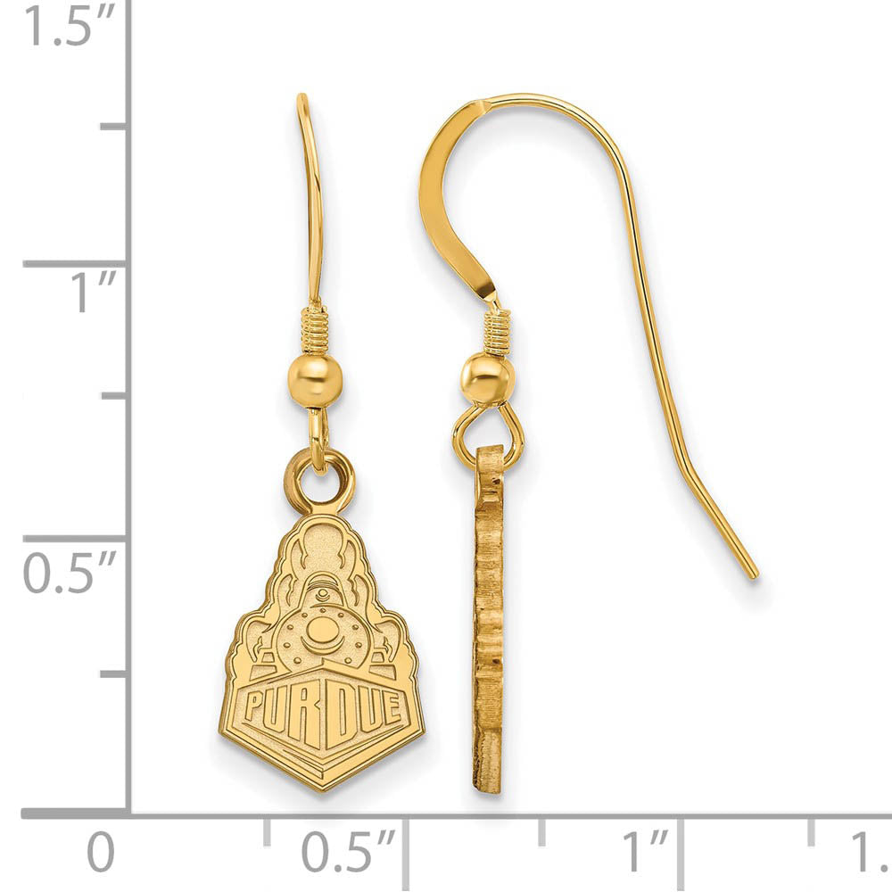 Alternate view of the 14k Gold Plated Silver Purdue Small Dangle Earrings by The Black Bow Jewelry Co.