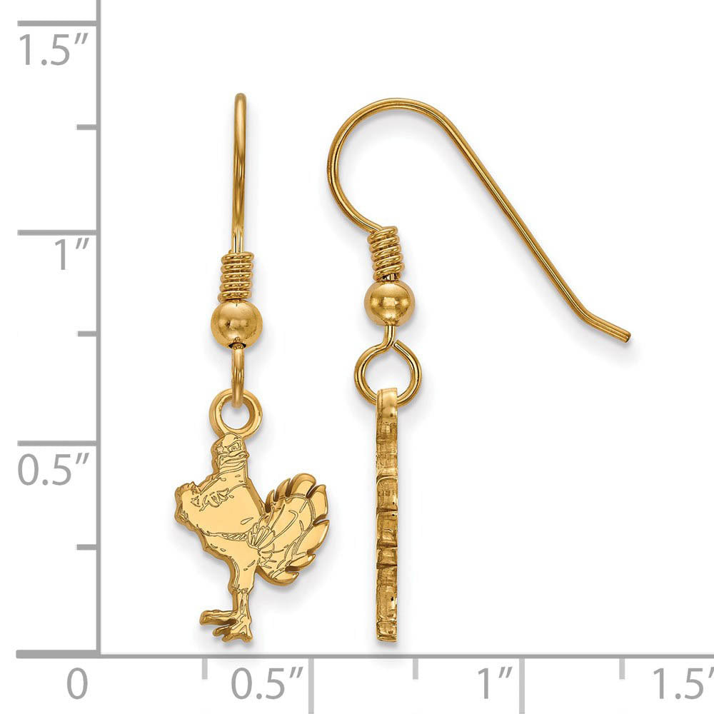 Alternate view of the 14k Gold Plated Silver Virginia Tech Small Dangle Earrings by The Black Bow Jewelry Co.
