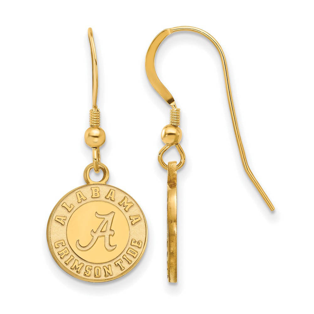 14k Gold Plated Silver Univ. of Alabama SM Dangle Earrings, Item E13965 by The Black Bow Jewelry Co.