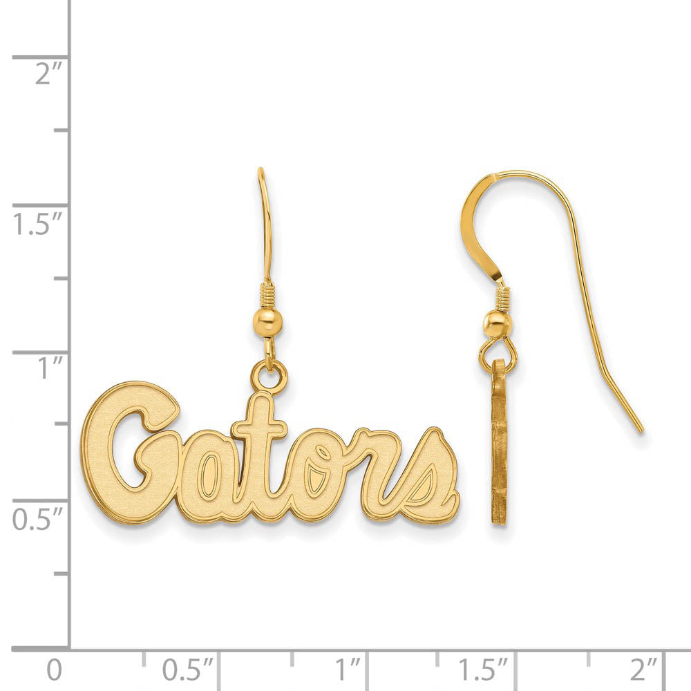 Alternate view of the 14k Gold Plated Silver Univ. of Florida SM Dangle Earrings by The Black Bow Jewelry Co.