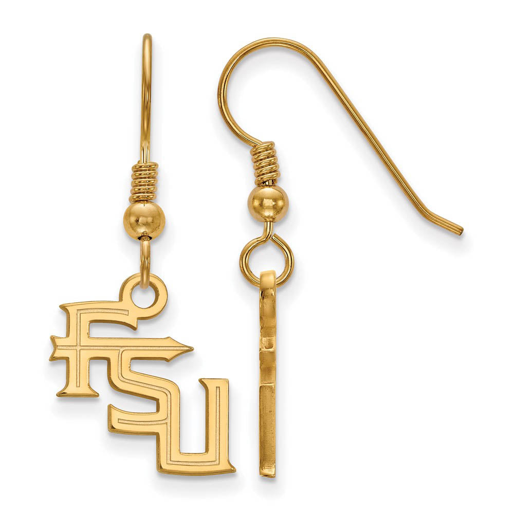 14k Gold Plated Silver Florida State Univ. SM 'FSU' Dangle Earrings, Item E13985 by The Black Bow Jewelry Co.