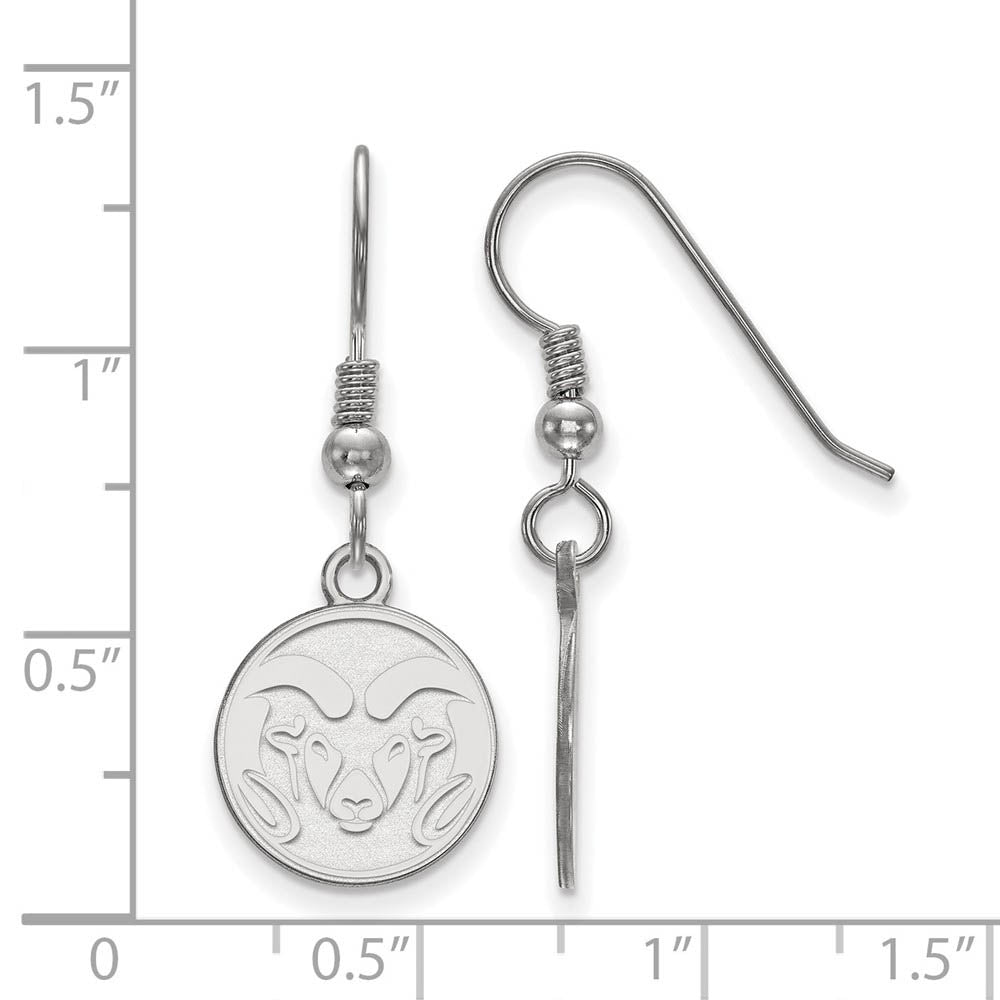 Alternate view of the Sterling Silver Colorado State University Small Dangle Earrings by The Black Bow Jewelry Co.