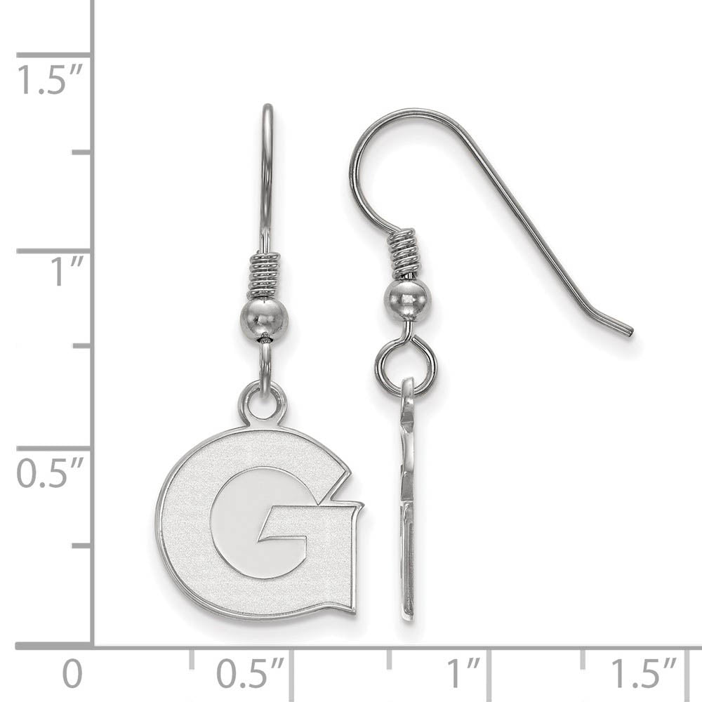 Alternate view of the Sterling Silver Georgetown University Small Dangle Earrings by The Black Bow Jewelry Co.
