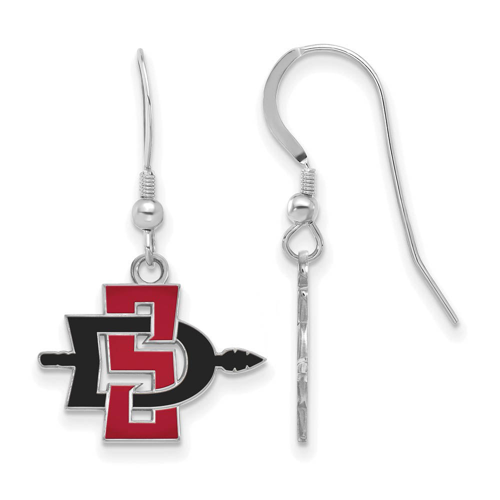 Sterling Silver San Diego State University Small Dangle Earrings, Item E14024 by The Black Bow Jewelry Co.