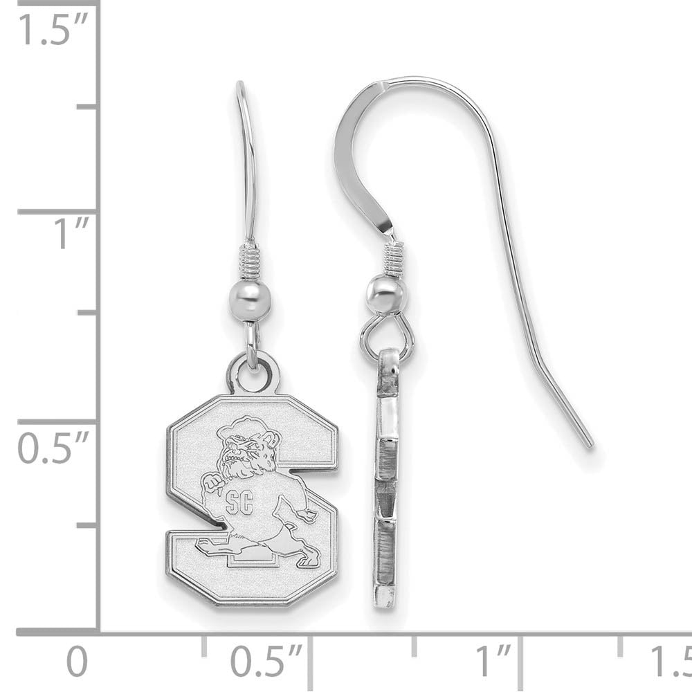Alternate view of the Sterling Silver South Carolina State University Dangle Earrings by The Black Bow Jewelry Co.